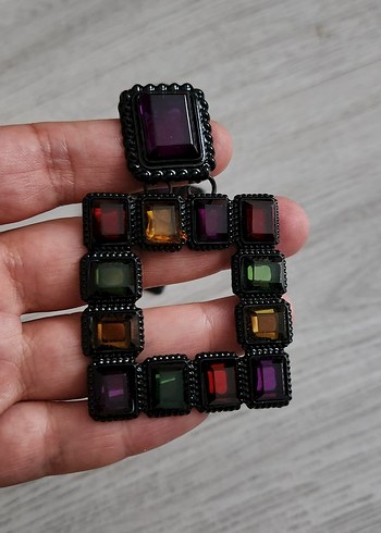 Beden çeşitli Renk Renkli Kareli Kadın Küpe