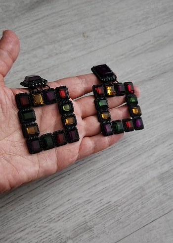 Diğer Renkli Kareli Kadın Küpe