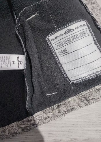 Gri Kapüşonlu Fermuarlı Erkek Bebek ceketi - Görsel 4