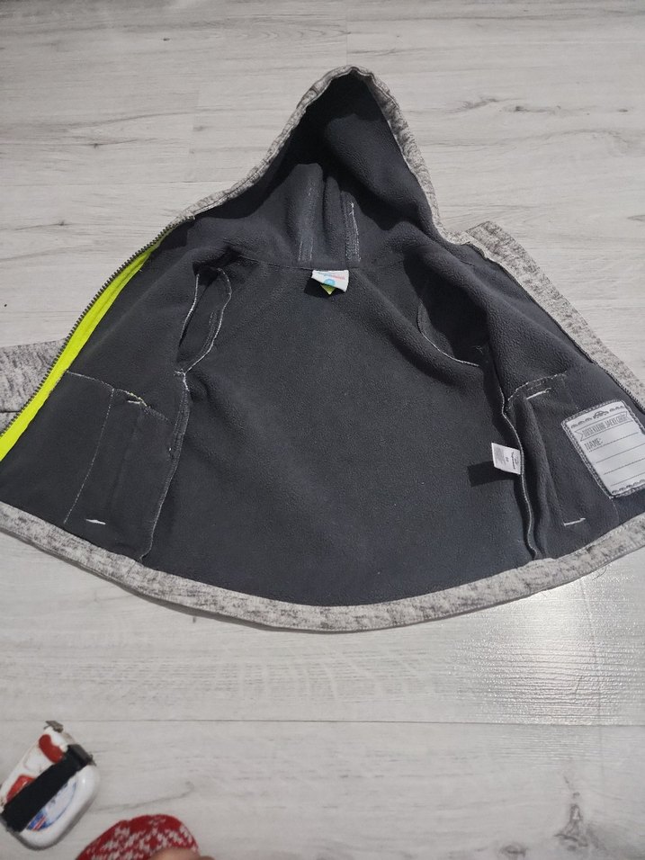 Gri Kapüşonlu Fermuarlı Erkek Bebek ceketi - Görsel 3