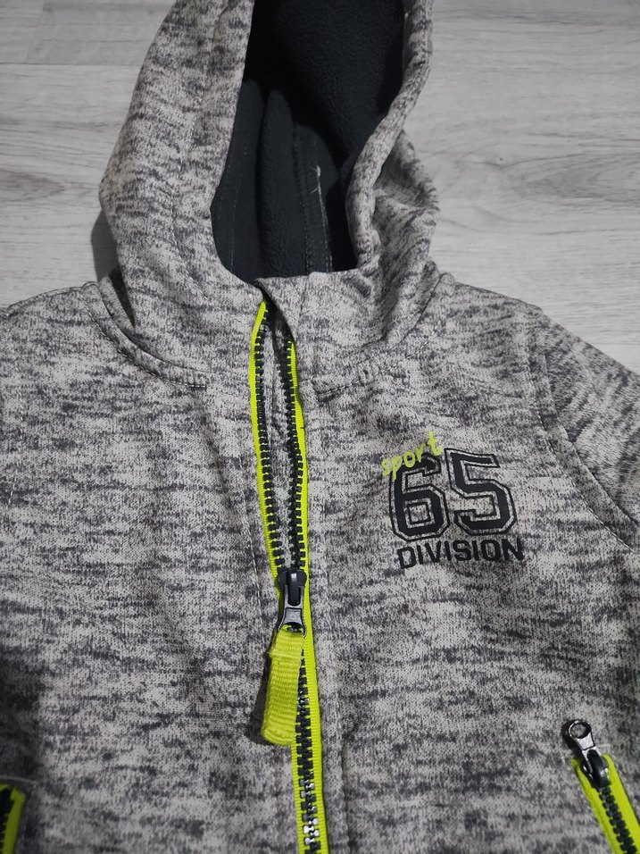 Gri Kapüşonlu Fermuarlı Erkek Bebek ceketi - Görsel 2