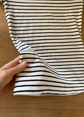 H&M Çizgili fitilli basic üst