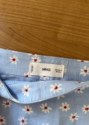 xs Beden mavi Renk Keten karışımlı mini etek