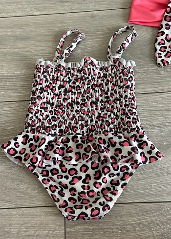 9-12 Ay Beden Leopar Desenli Kız Çocuk Mayo ve Bikini Takımı
