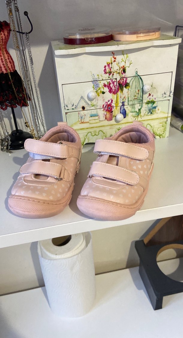 Kız Çocuk Pembe Desenli Cırt Cırtlı Spor Ayakkabı - Görsel 2