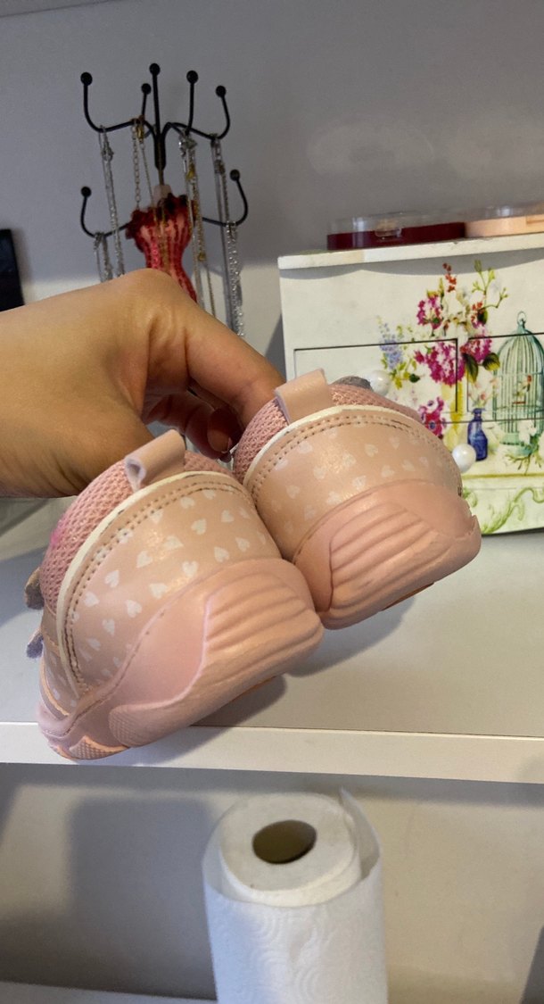 Kız Çocuk Pembe Desenli Cırt Cırtlı Spor Ayakkabı - Görsel 4