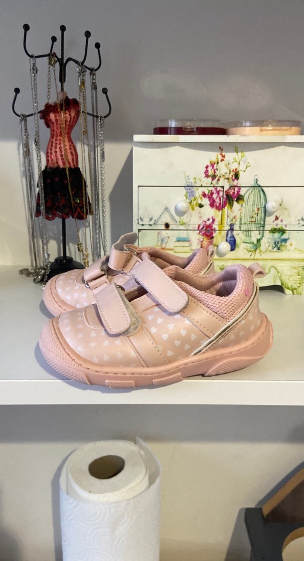 Kız Çocuk Pembe Desenli Cırt Cırtlı Spor Ayakkabı - Görsel 3