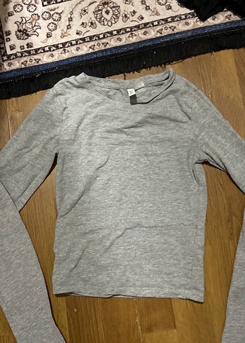 Gri Uzun Kollu Basic Tişört - Görsel 3