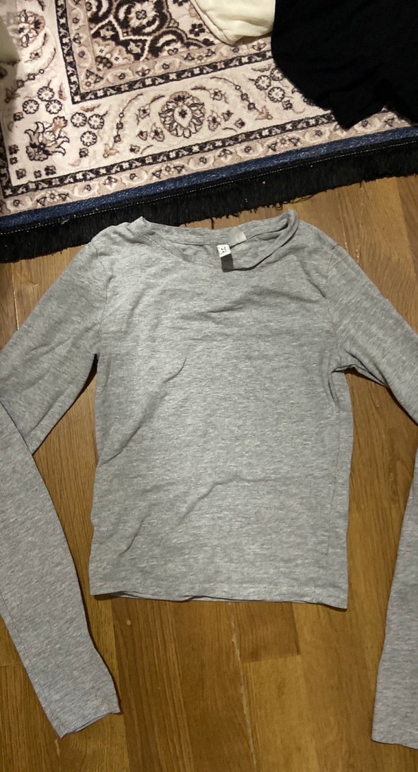 Gri Uzun Kollu Basic Tişört - Görsel 3