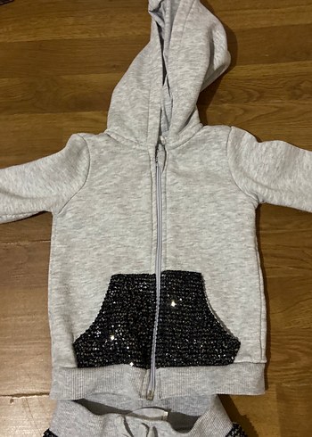 Kız Çocuk Gri Payetli Eşofman Takımı - Görsel 2