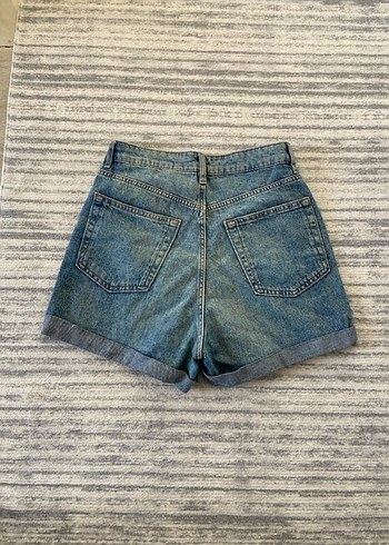 Kadın Mavi Denim Mini Şort - Görsel 4