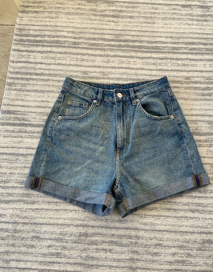 Kadın Mavi Denim Mini Şort - Görsel 2
