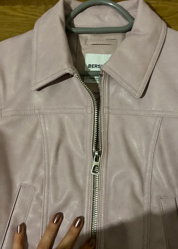 Bej Pastel Kadın Deri Ceket - Görsel 3