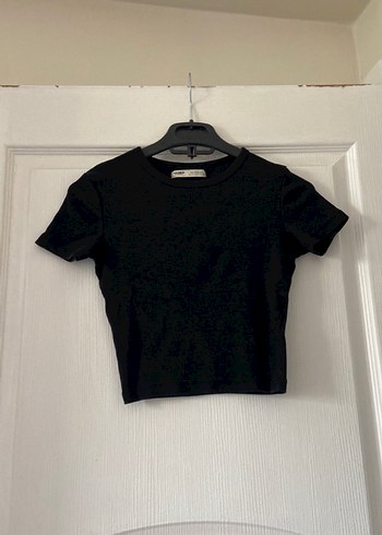 Siyah Kısa Kollu Crop Top - Görsel 3