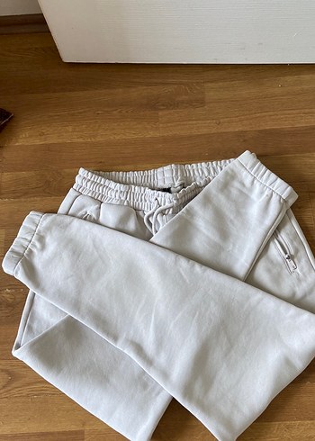 Kadın Gri Rahat Kesim Keten Eşofman Altı - Görsel 6