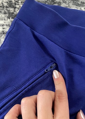 Koyu Mavi Fermuarlı Kadın Eşofman Altı - Görsel 5