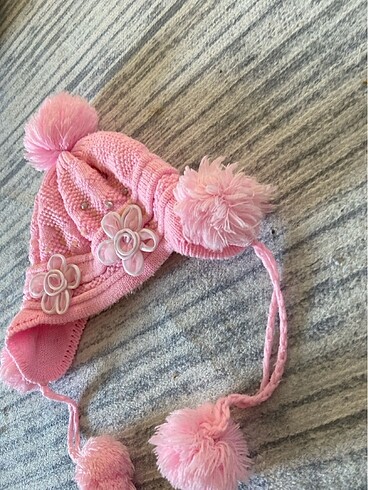 2-3 Yaş, 20 cm Beden pembe Renk Kız çocuk bere şapka