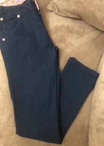 Düğmeli Lacivert Kız çocuk Kot Pantolon - Görsel 3