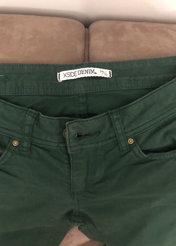 Kadın Koyu Yeşil Normal Boy Kot Pantolon - Görsel 5