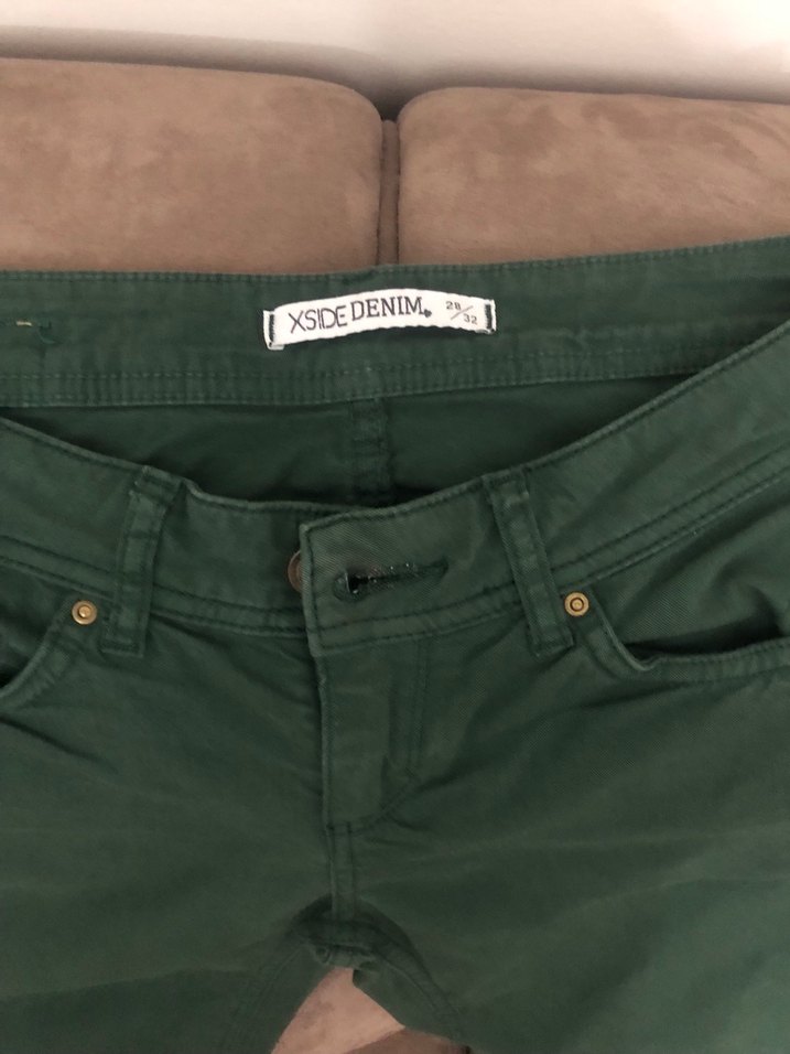 Kadın Koyu Yeşil Normal Boy Kot Pantolon - Görsel 5