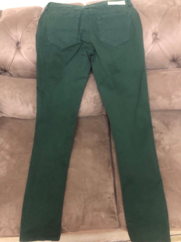 Kadın Koyu Yeşil Normal Boy Kot Pantolon - Görsel 2