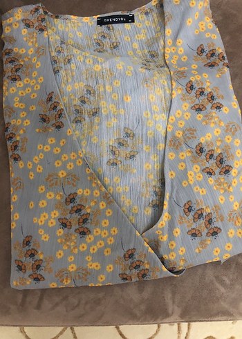 Bohem V Yaka Uzun Kollu Bağlamalı Bluz - Görsel 5