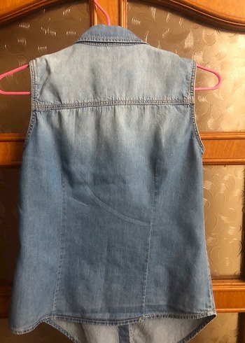 Nakışlı Kolsuz Denim Kız Gömlek - Görsel 5