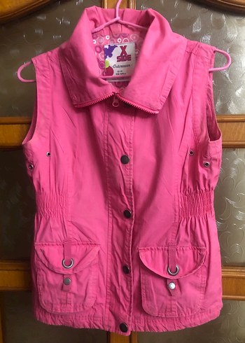 Düğmeli Pembe Kız Çocuk Yeleği - Görsel 3