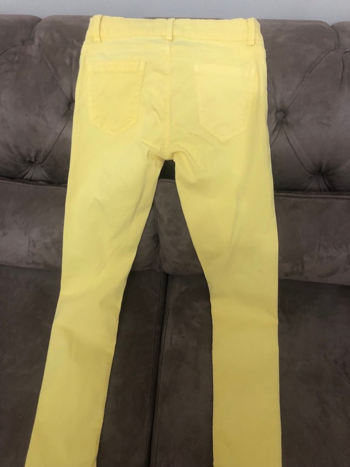 Kızlar için Parlak Sarı Dar Kesim Pantolon - Görsel 3