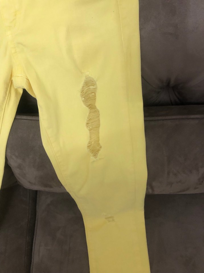 Kızlar için Parlak Sarı Dar Kesim Pantolon - Görsel 5