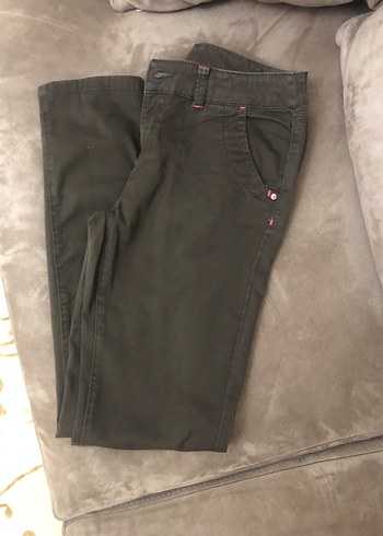 Kız Çocuk Kahverengi Düğmeli Kot Pantolon - Görsel 4