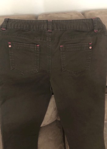 Kız Çocuk Kahverengi Düğmeli Kot Pantolon - Görsel 3