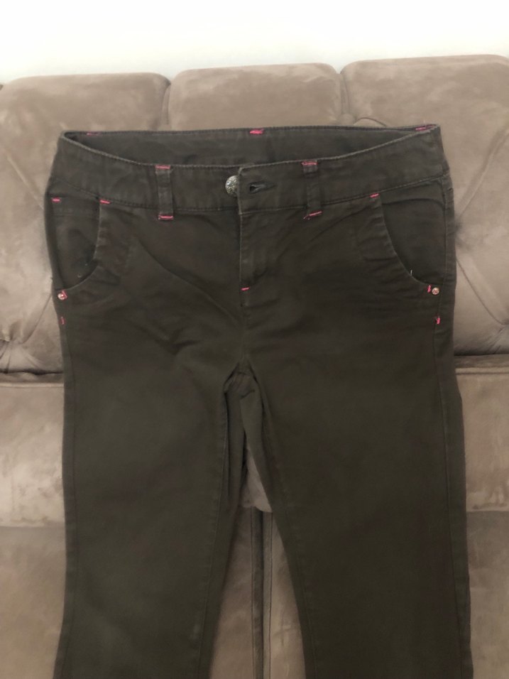 Kız Çocuk Kahverengi Düğmeli Kot Pantolon - Görsel 5