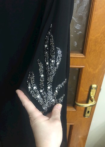 Uzun Siyah taş işleme detaylı Kadın abiye tunik - Görsel 9