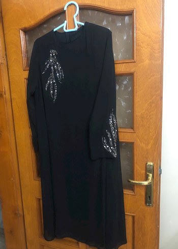 Uzun Siyah taş işleme detaylı Kadın abiye tunik - Görsel 3