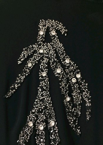 Uzun Siyah taş işleme detaylı Kadın abiye tunik - Görsel 2