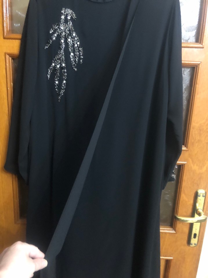 Uzun Siyah taş işleme detaylı Kadın abiye tunik - Görsel 4