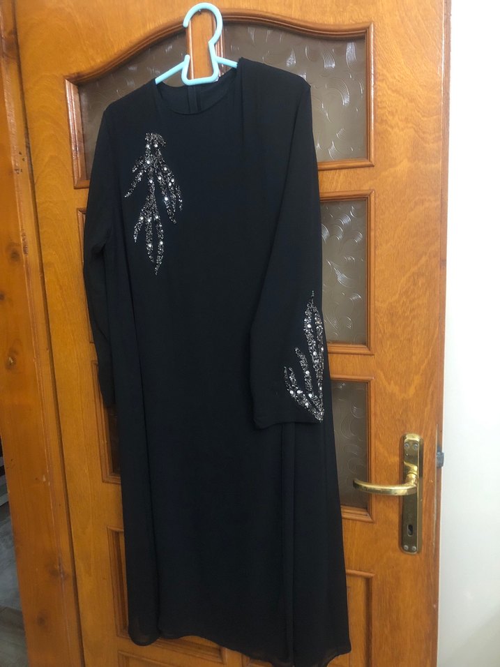 Uzun Siyah taş işleme detaylı Kadın abiye tunik - Görsel 3