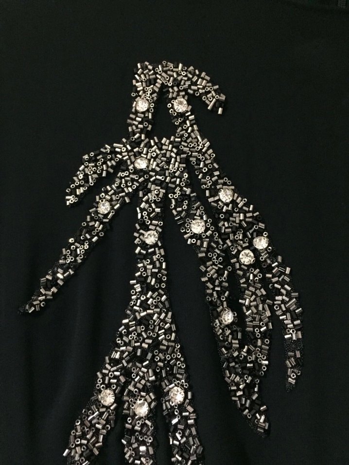 Uzun Siyah taş işleme detaylı Kadın abiye tunik - Görsel 2