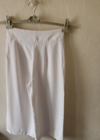 Beyaz Midi Kadın Kumaş Pantolon - Görsel 2