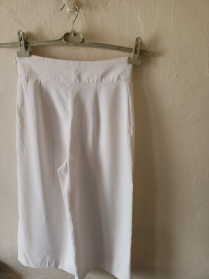Beyaz Midi Kadın Kumaş Pantolon - Görsel 2