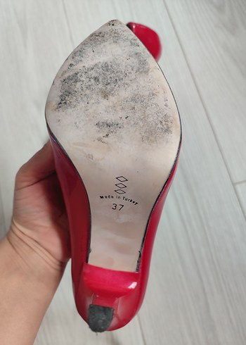 37 Beden Parlak Kırmızı Stiletto Topuklu Kadın Ayakkabı