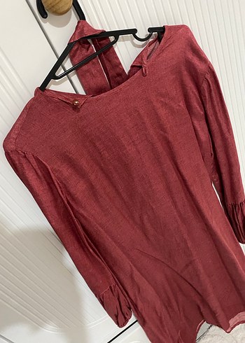 Bordo Uzun Kollu  Kadın Tunik - Görsel 3