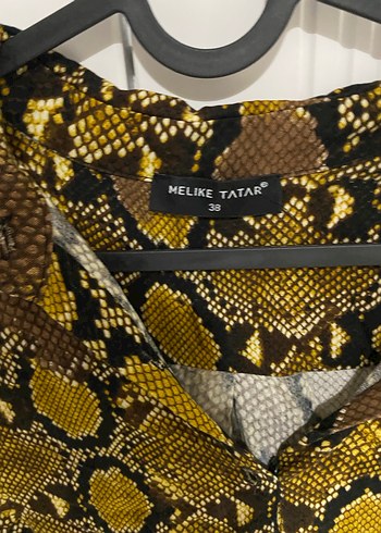 Kahverengi Yılan Desenli Uzun Bohem Elbise - Görsel 3