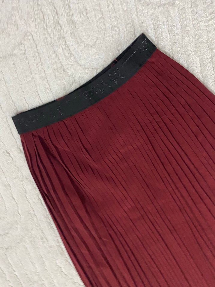 Bordo Piliseli Uzun Kadın Etek - Görsel 2