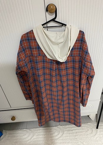 Düğmeli Koyu Kahverengi Ekose Kadın Gömlek - Görsel 3