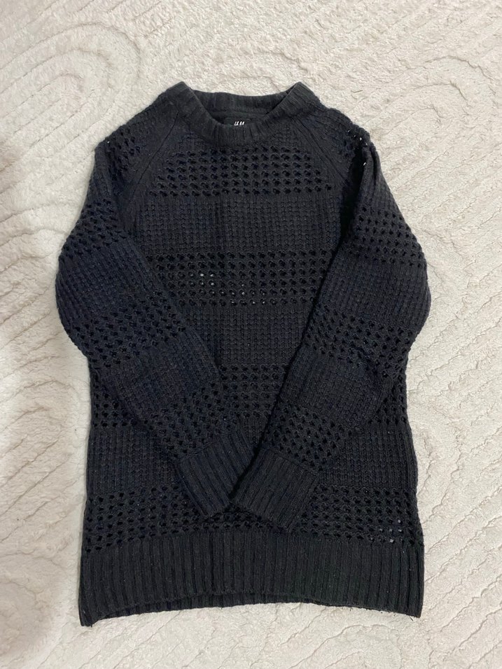 Siyah Örgü Kadın Kazak - Görsel 2