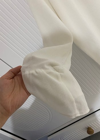 Beyaz Kadın Uzun Kollu Basic Bluz - Görsel 3