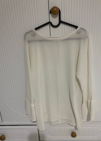 Beyaz Kadın Uzun Kollu Basic Bluz - Görsel 2