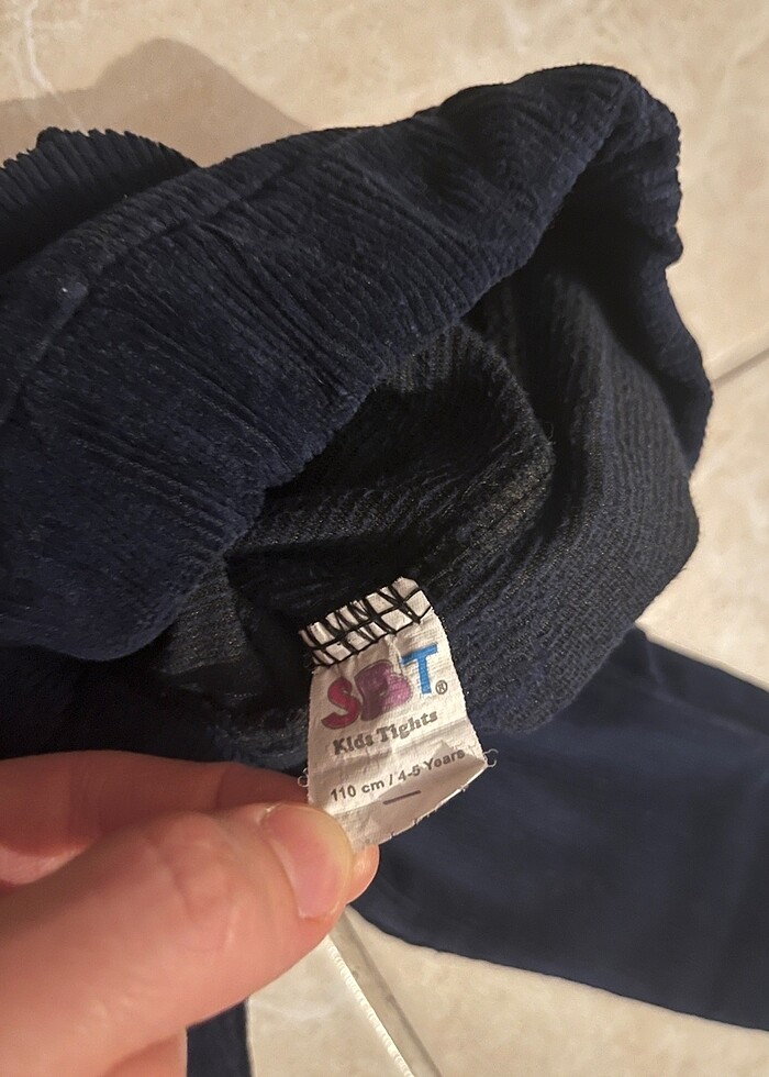 Kız çocuk kadife tayt lacivert - Görsel 4